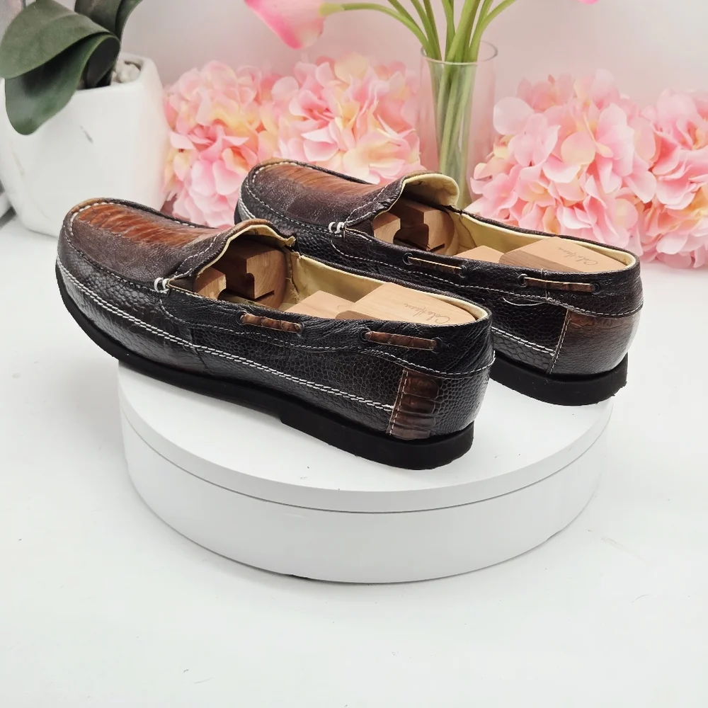 Men’s Ostrich Leather Slip-On Loafers – Size 12 – Brown – Veal Leather Lining